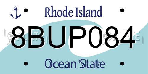 8BUP084 Rhode Island License Plate