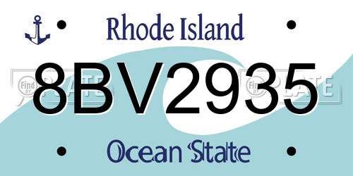 8BV2935 Rhode Island License Plate