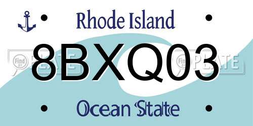8BXQ03 Rhode Island License Plate