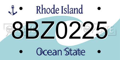 8BZ0225 Rhode Island License Plate