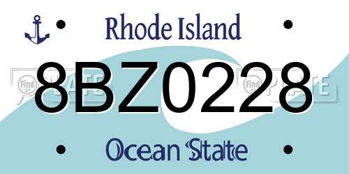 8BZ0228 Rhode Island License Plate