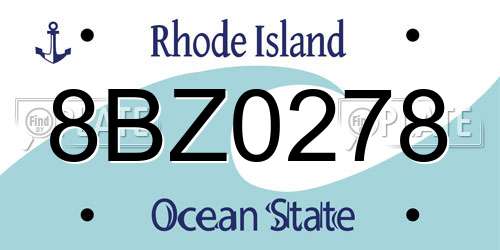 8BZ0278 Rhode Island License Plate