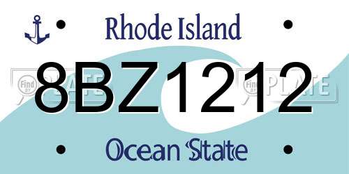 8BZ1212 Rhode Island License Plate