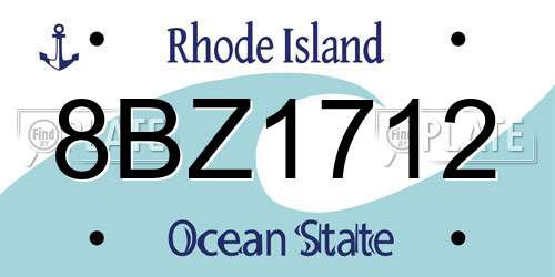 8BZ1712 Rhode Island License Plate