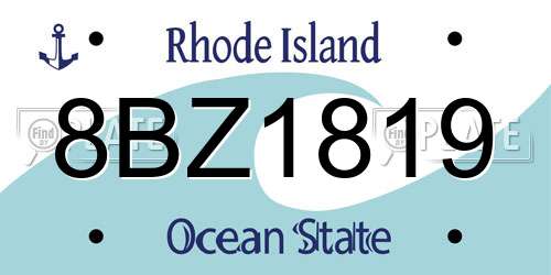 8BZ1819 Rhode Island License Plate