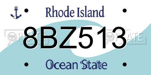 8BZ513 Rhode Island License Plate