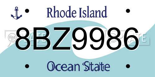 8BZ9986 Rhode Island License Plate
