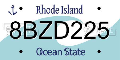 8BZD225 Rhode Island License Plate