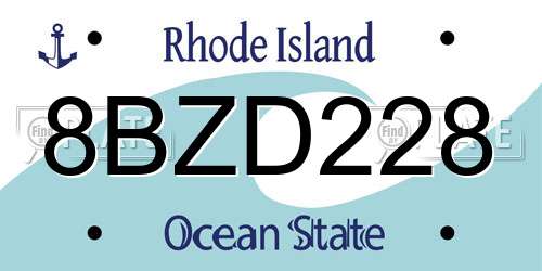 8BZD228 Rhode Island License Plate