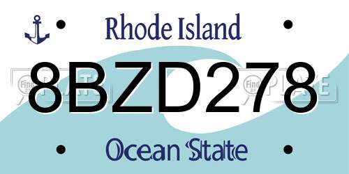 8BZD278 Rhode Island License Plate