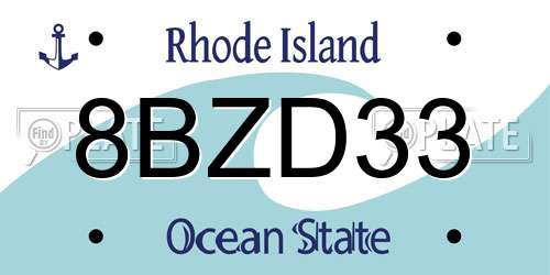 8BZD33 Rhode Island License Plate
