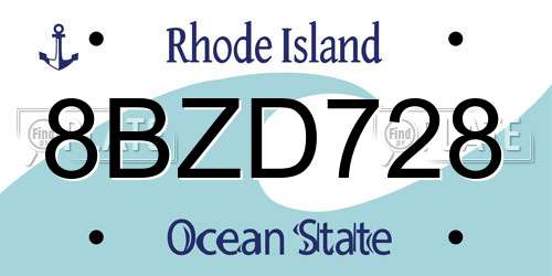 8BZD728 Rhode Island License Plate