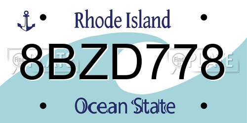 8BZD778 Rhode Island License Plate
