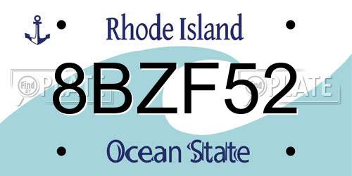 8BZF52 Rhode Island License Plate