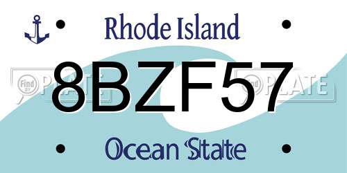 8BZF57 Rhode Island License Plate