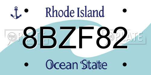 8BZF82 Rhode Island License Plate