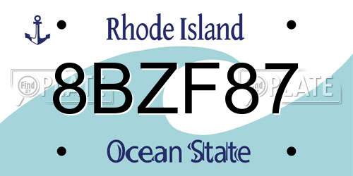 8BZF87 Rhode Island License Plate