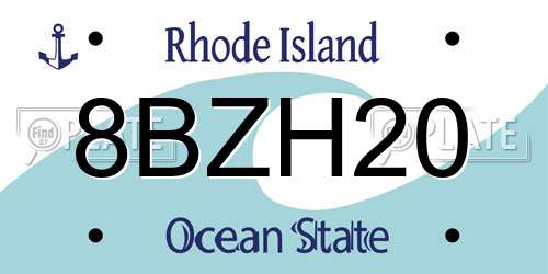8BZH20 Rhode Island License Plate