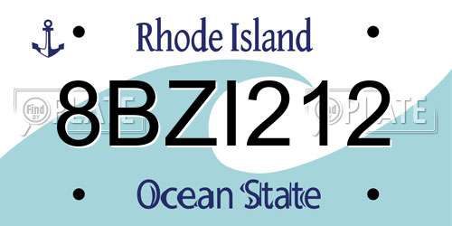 8BZI212 Rhode Island License Plate