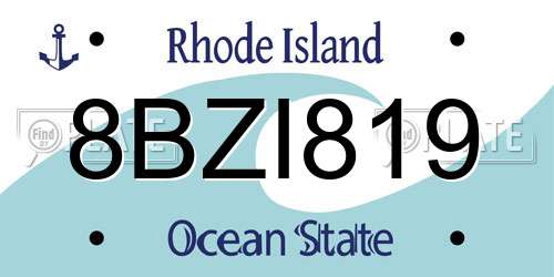 8BZI819 Rhode Island License Plate