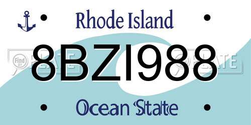 8BZI988 Rhode Island License Plate