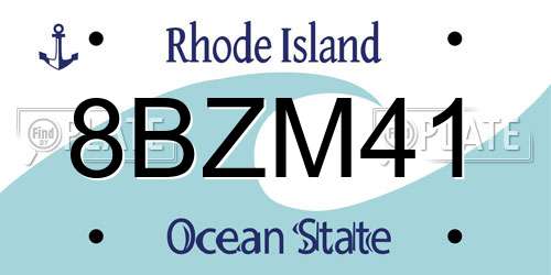8BZM41 Rhode Island License Plate