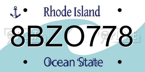 8BZO778 Rhode Island License Plate