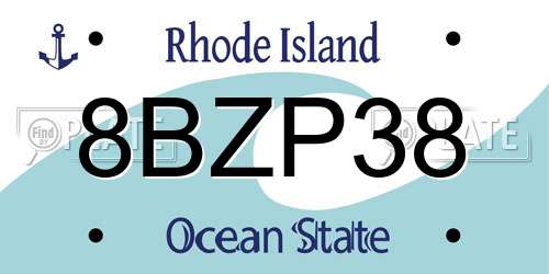 8BZP38 Rhode Island License Plate