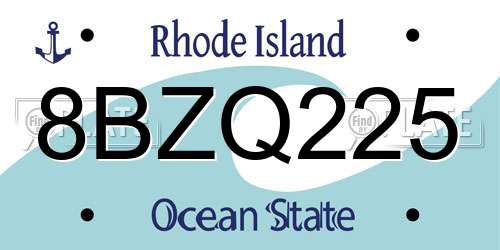 8BZQ225 Rhode Island License Plate