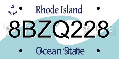 8BZQ228 Rhode Island License Plate