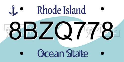 8BZQ778 Rhode Island License Plate