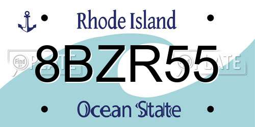 8BZR55 Rhode Island License Plate