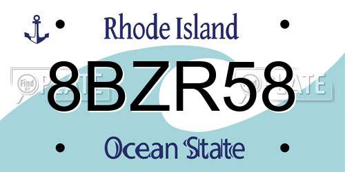8BZR58 Rhode Island License Plate