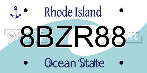 8BZR88 Rhode Island License Plate