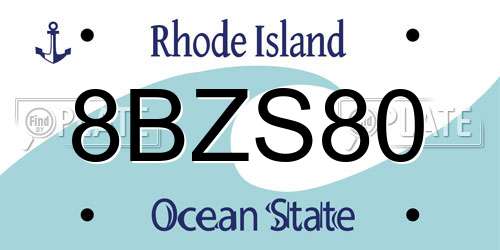 8BZS80 Rhode Island License Plate