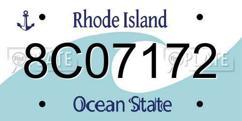 8C07172 Rhode Island License Plate