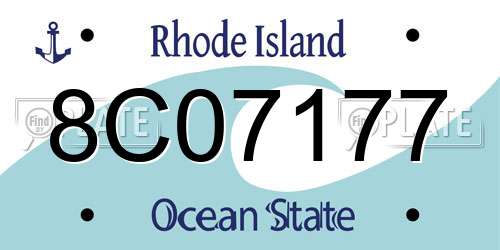 8C07177 Rhode Island License Plate