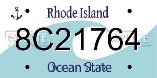 8C21764 Rhode Island License Plate