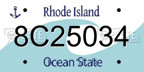 8C25034 Rhode Island License Plate