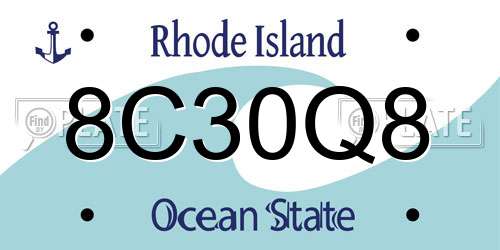 8C30Q8 Rhode Island License Plate