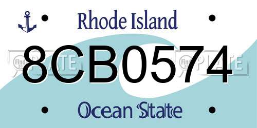 8CB0574 Rhode Island License Plate