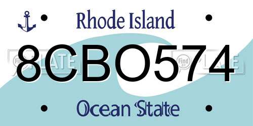 8CBO574 Rhode Island License Plate