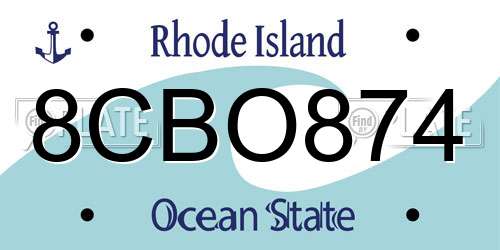 8CBO874 Rhode Island License Plate
