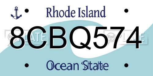 8CBQ574 Rhode Island License Plate