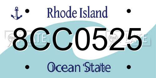 8CC0525 Rhode Island License Plate