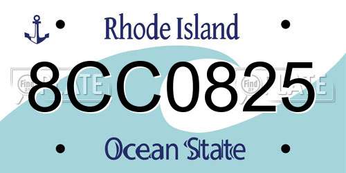 8CC0825 Rhode Island License Plate