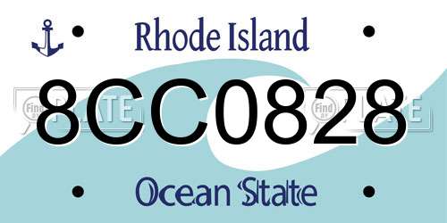 8CC0828 Rhode Island License Plate