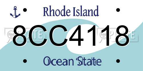 8CC4118 Rhode Island License Plate