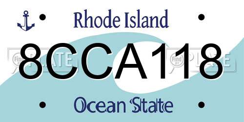 8CCA118 Rhode Island License Plate