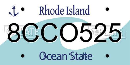 8CCO525 Rhode Island License Plate